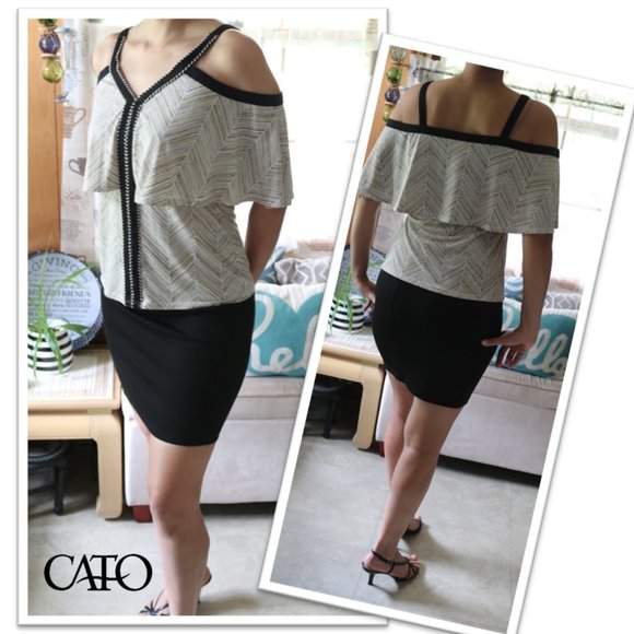3/$15 CATO Cold Shoulder Pop Over Printed Blouse - Picture 16 of 16